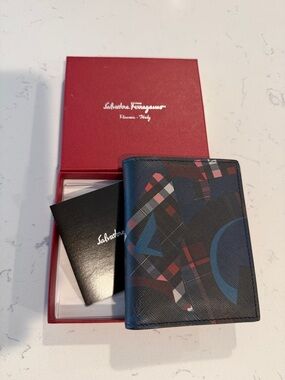 Salvatore Ferragamo Black Multicolor Patterned Card Holder